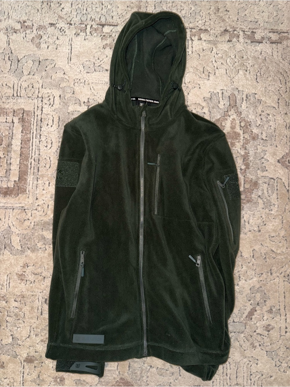 Men's Hooded Lightweight Fleece Jacket in Dark Green